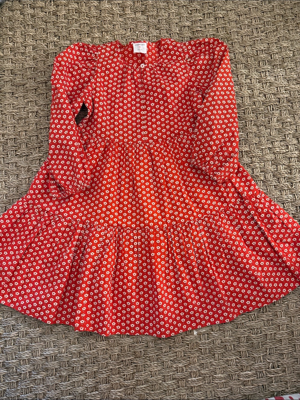 Crewcuts Red Floral Tiered Long Sleeve Dress- NWT
